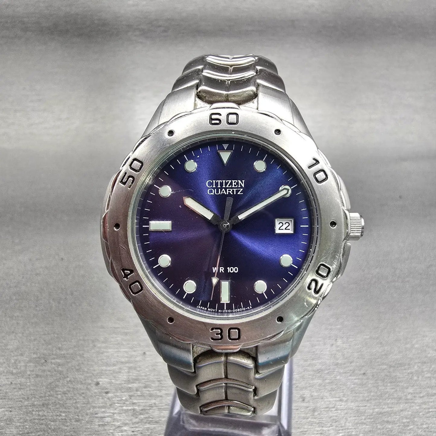 Citizen Watch Men 40mm Blue Dial Silver Tone Date Round 2510-S92308 New Battery0