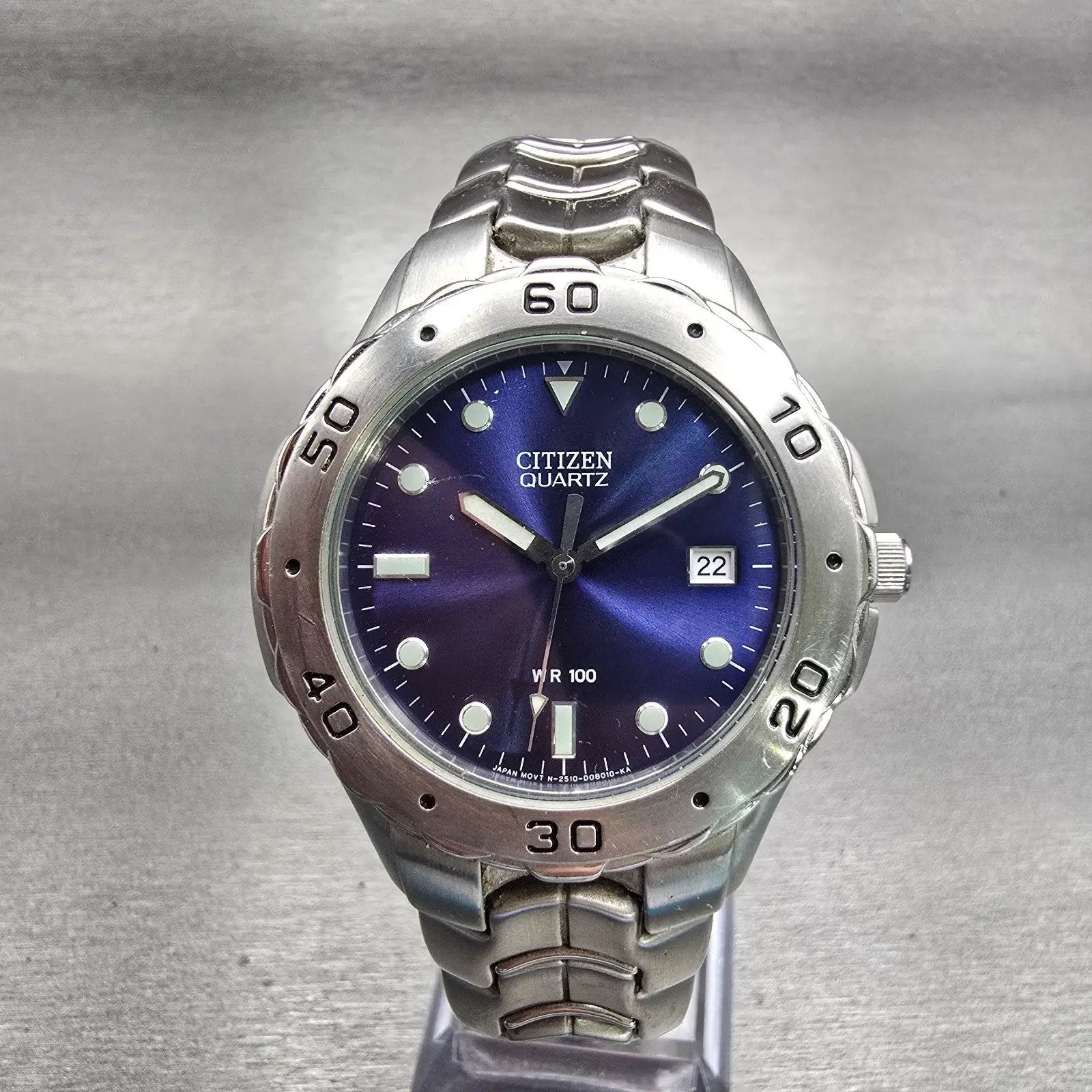 Citizen Watch Men 40mm Blue Dial Silver Tone Date Round 2510-S92308 New Battery0
