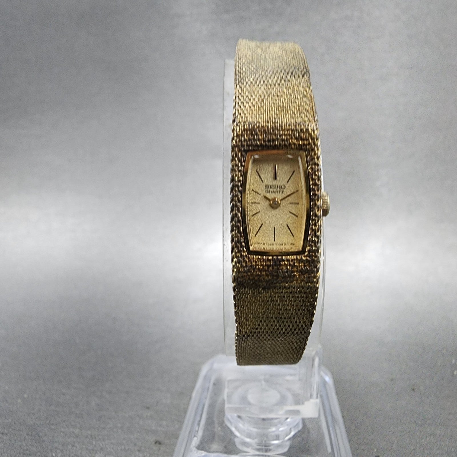 Seiko Tank Watch Women 12mm Champagne Dial Gold Tone 13205039 New Battery5