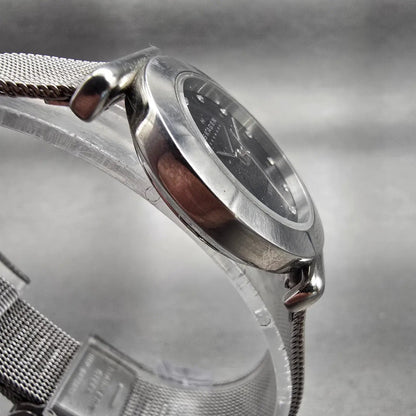 Skagen Denmark Watch Women 25mm Black Dial Silver Tone Round 107SSSBD New Batt3