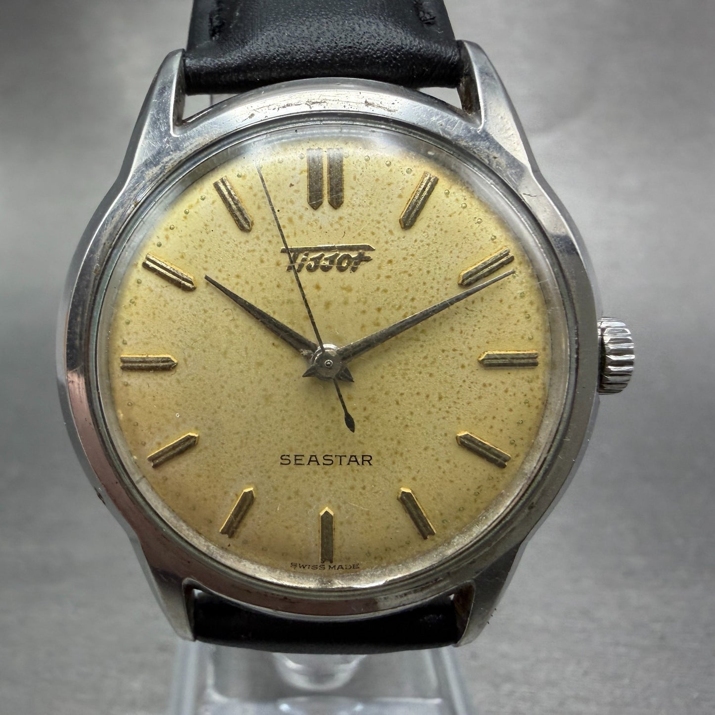 Tissot Seastar Watch Men 34mm Champagne Dial Silver Tone Round Manual Runs VTG0
