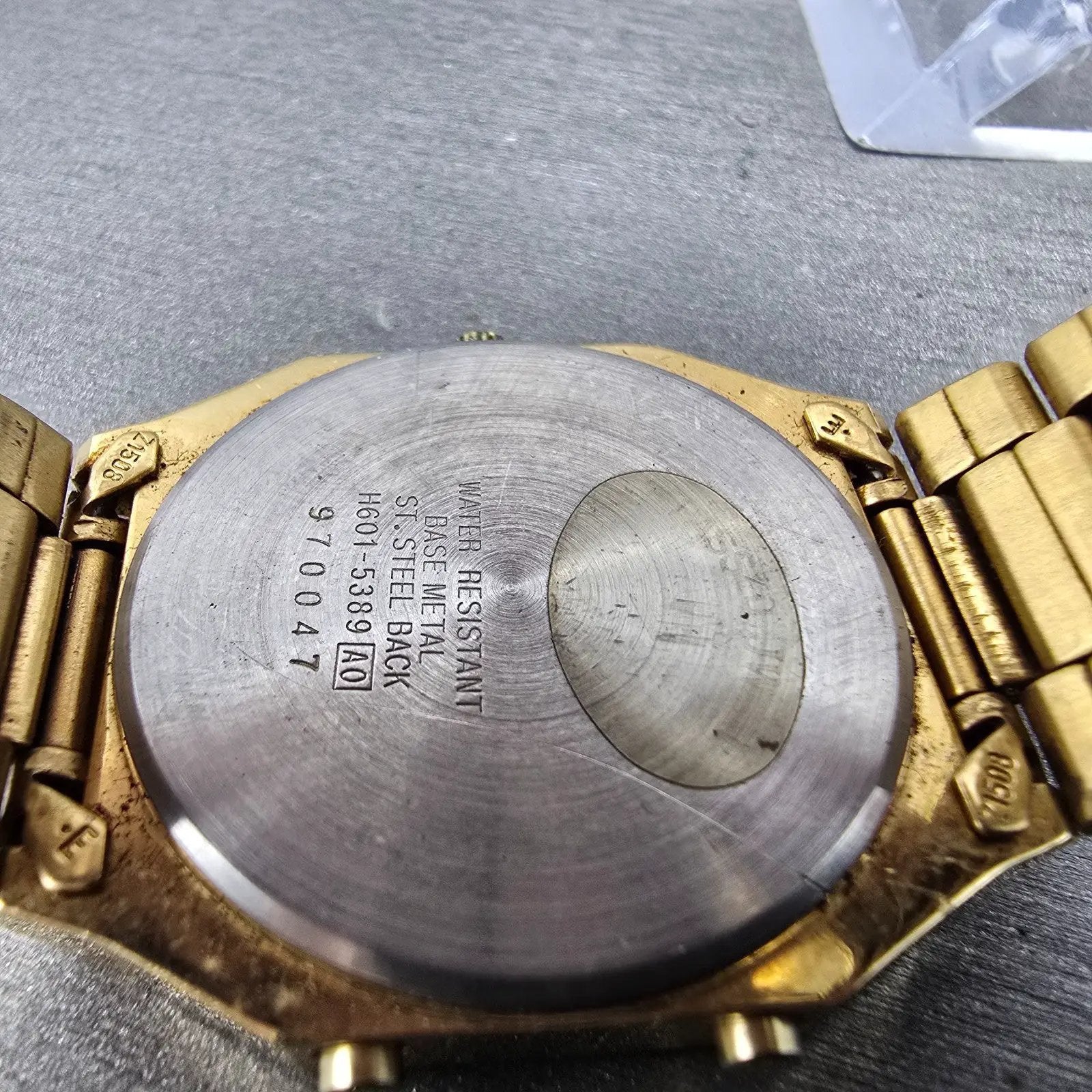 Seiko Analog Digital Watch Men 33mm Gold Dial Gold Tone H601-5389 PARTS Vintage7
