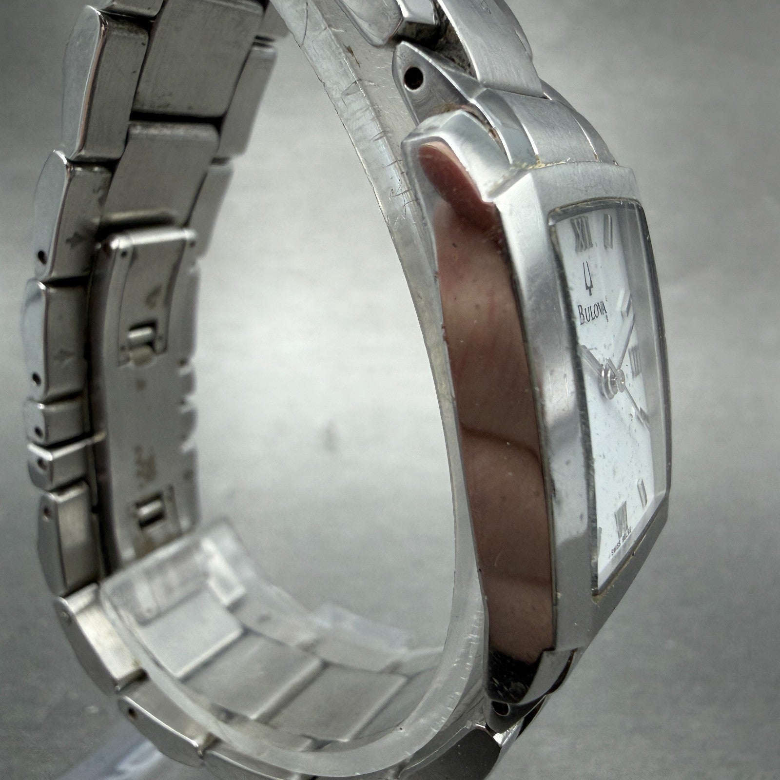 Bulova Tank Watch Women 22mm White Dial Silver Tone Rectangle 96L95 New Battery3