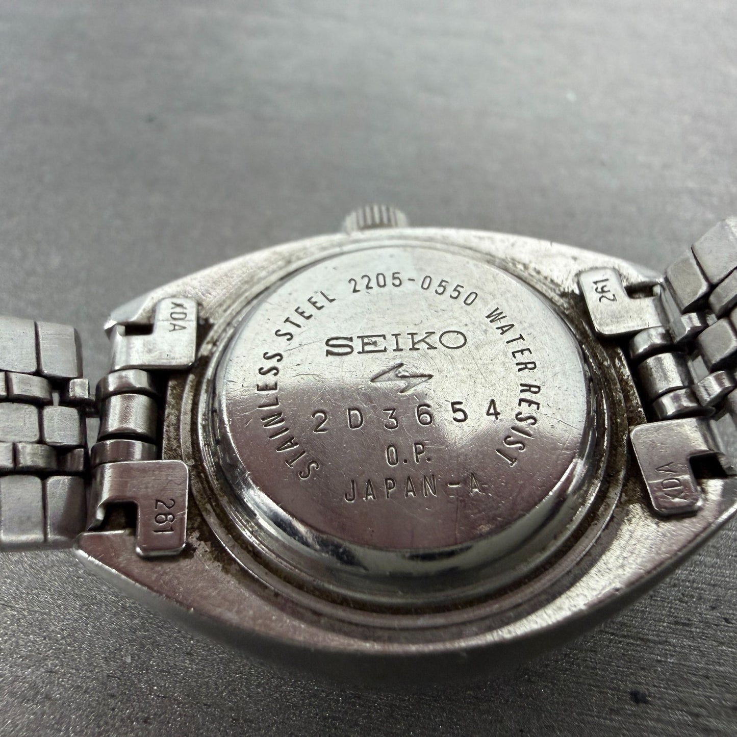 Seiko Automatic Watch Women 26mm Blue Dial Silver Tone Date 2205-0550 Runs9