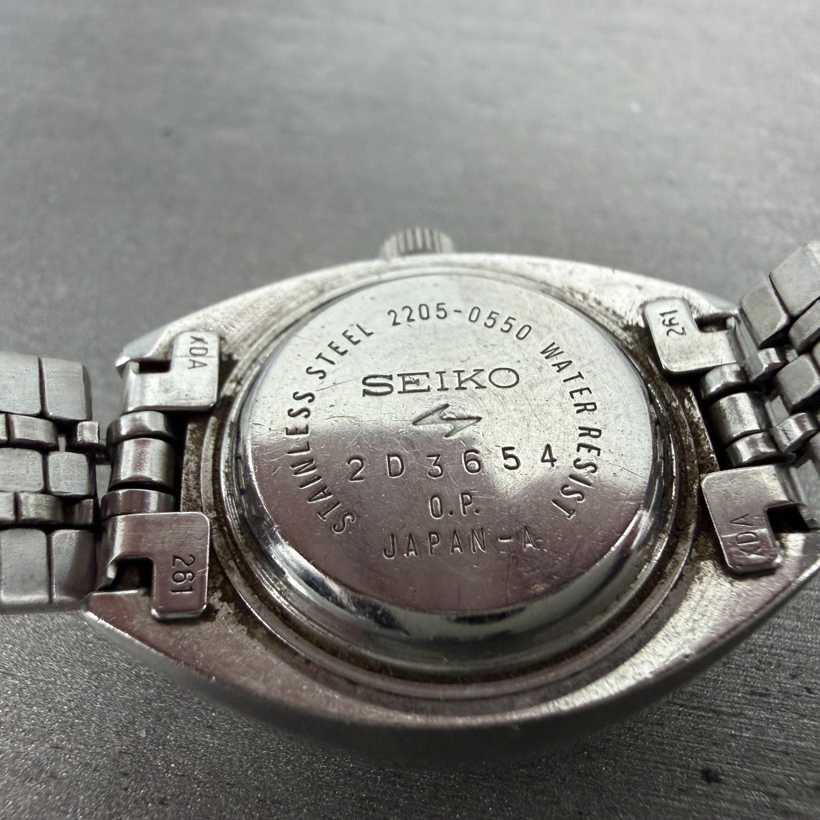 Seiko Automatic Watch Women 26mm Blue Dial Silver Tone Date 2205-0550 Runs9