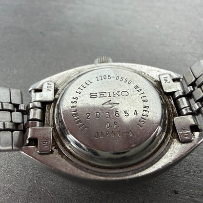 Seiko Automatic Watch Women 26mm Blue Dial Silver Tone Date 2205-0550 Runs9