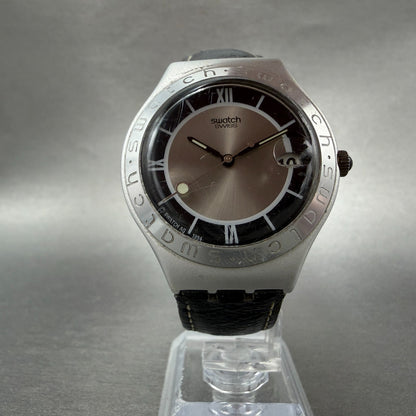 Swatch Irony Smoke Watch Men 37mm Silver Dial Aluminum Date YGS4002 New Battery5