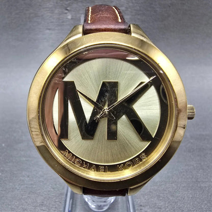 Michael Kors Runway Watch Women 42mm Champagne Dial Gold Tone MK-2326 New Batt H0