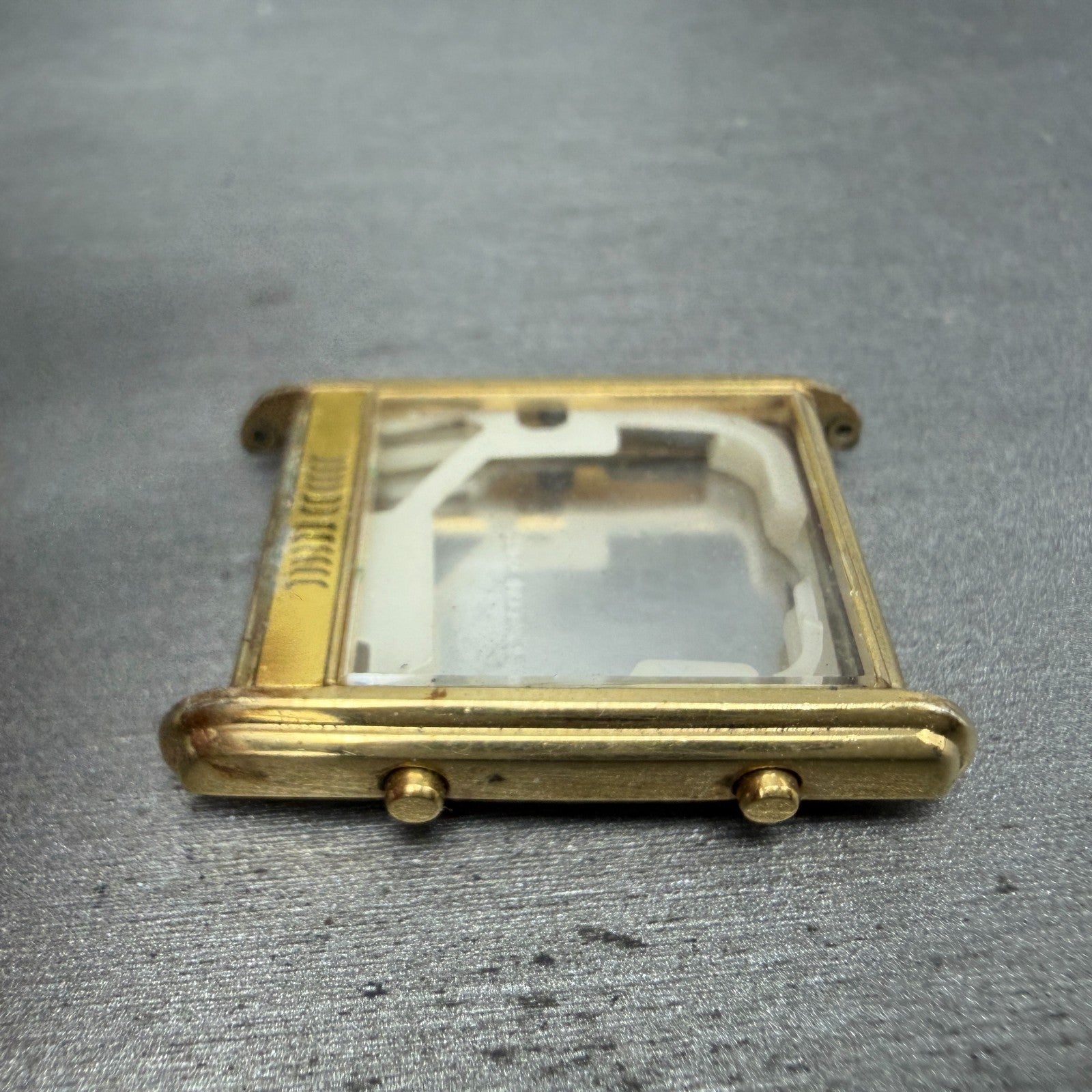 Seiko H249-5049 Watch Case Gold Tone Analog Digi Rectangle 27mm W/Crystal VTG3