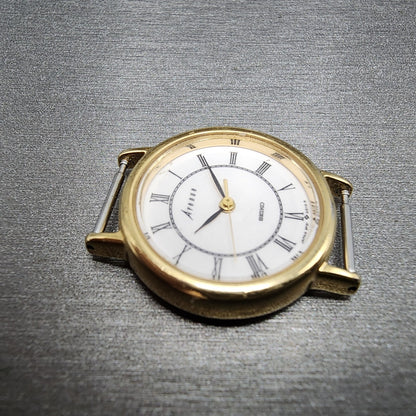 Seiko Avenue Watch Women 23mm White Dial Gold Tone Round 2P21-0B50 New Battery