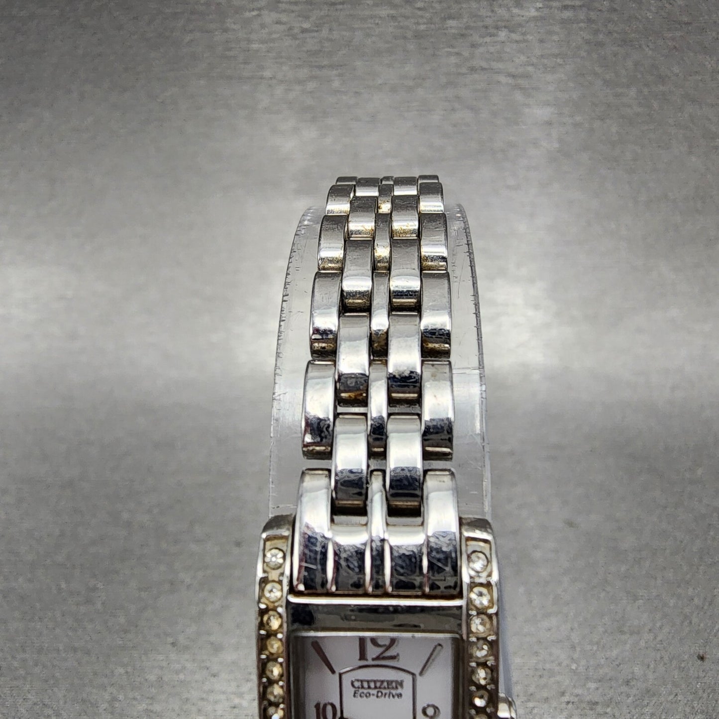 Citizen EcoDrive Tank Watch Women 15mm White Dial Steel Crystal Bezel Runs A1234