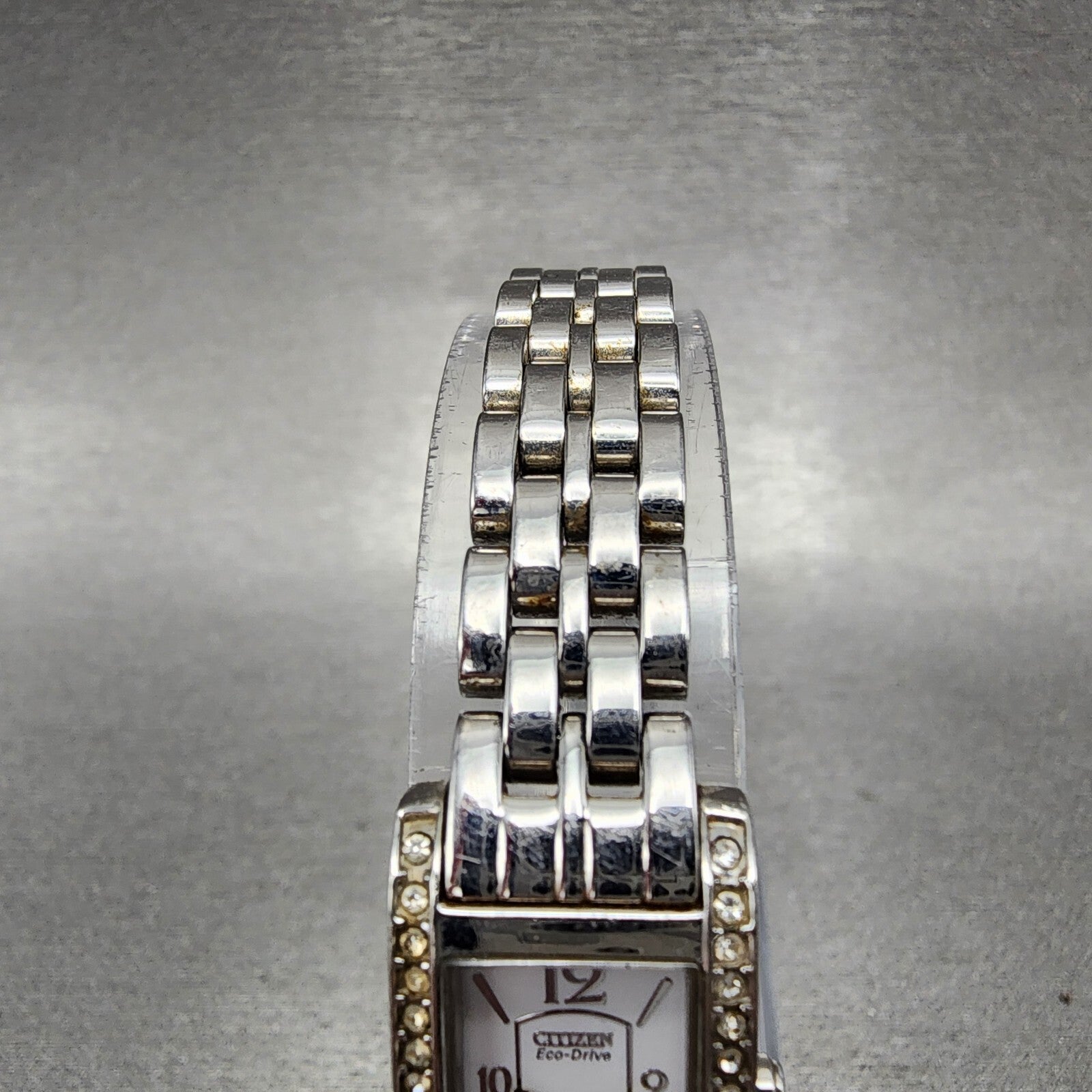 Citizen EcoDrive Tank Watch Women 15mm White Dial Steel Crystal Bezel Runs A1234