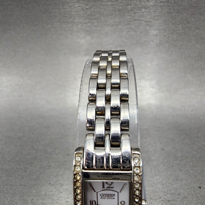Citizen EcoDrive Tank Watch Women 15mm White Dial Steel Crystal Bezel Runs A1234