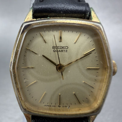 Seiko Watch Women 21mm Gold Dial Gold Plated Hexagon 14215080 New Battery1
