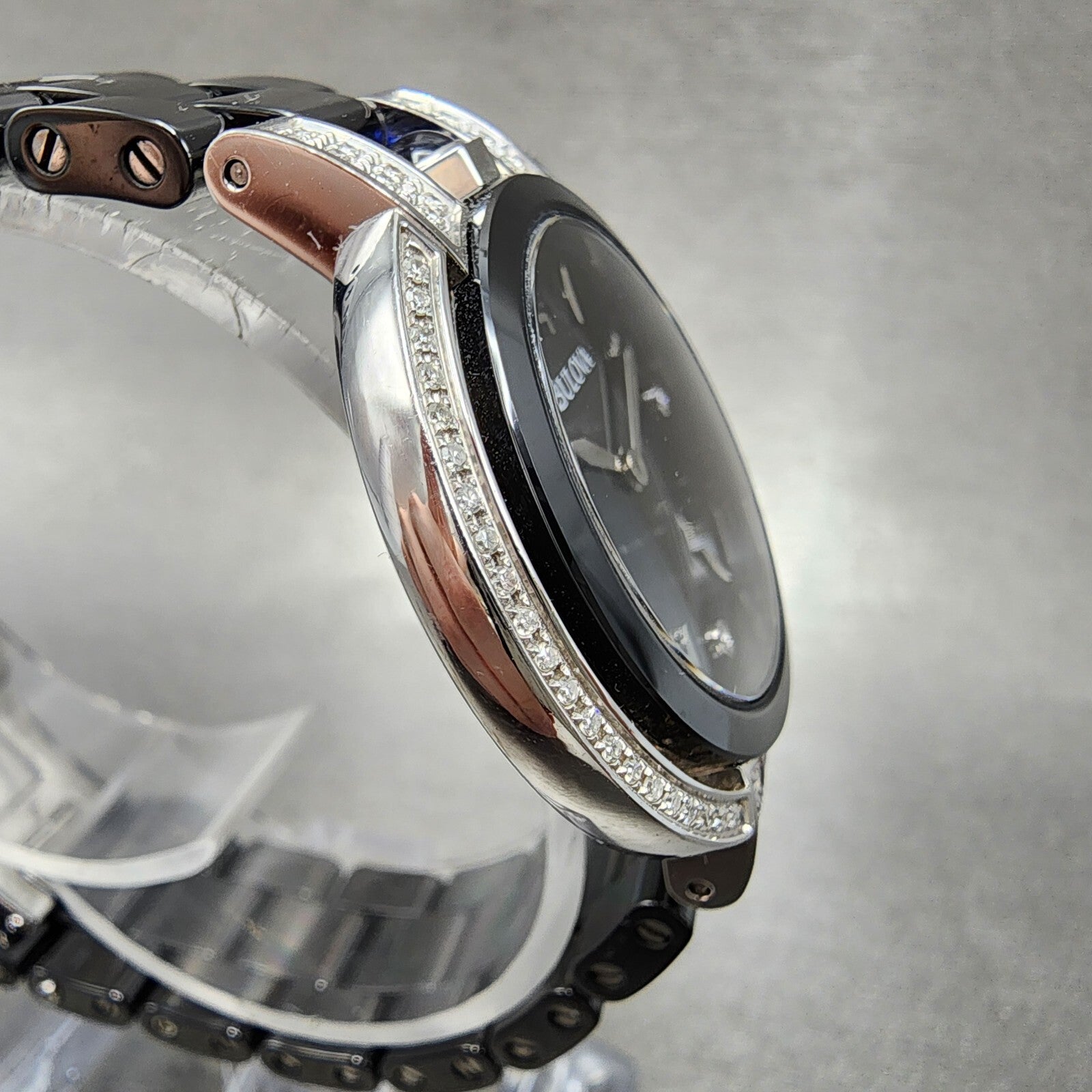 Bulova Rubaiyat Watch Women 35mm Black Dial Black Ceramic Diamond Bezel 98R2663