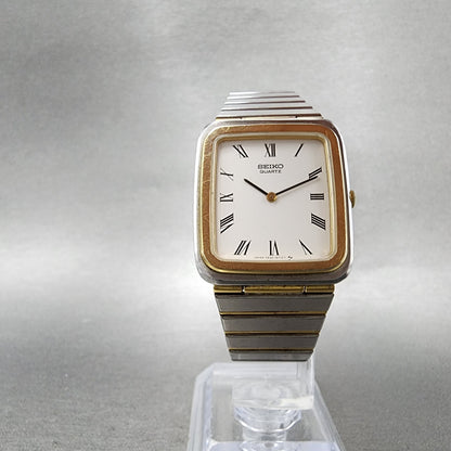 Seiko Tank Watch Men 27mm White Dial Two Tone Rectangle 74305450 New Battery5