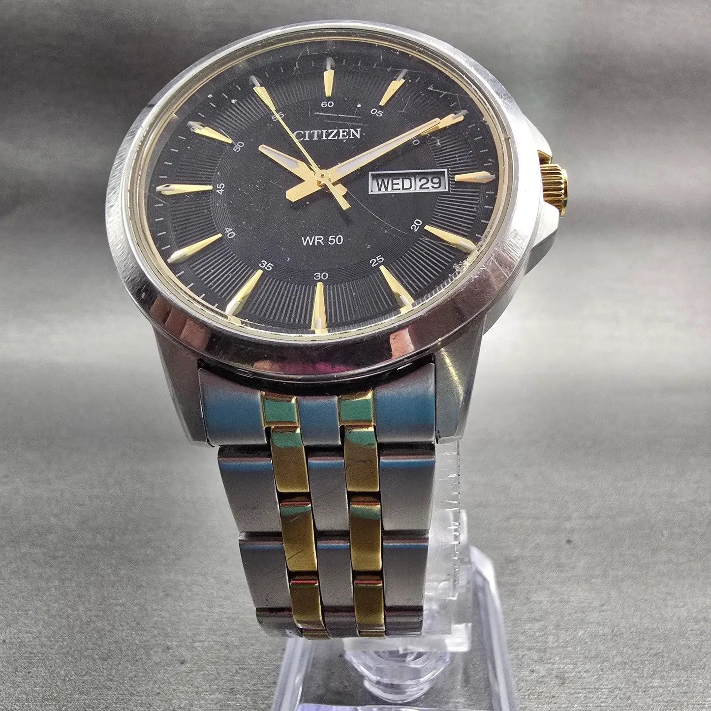 Citizen Watch Men 40mm Black Dial Silver Tone Daydate 1502-S097843 New Battery5