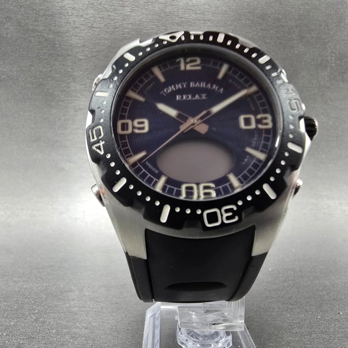 Tommy Bahama Relax Dive Watch Men 43mm Blue Dial Steel Ana Digi RLX1004 PARTS7