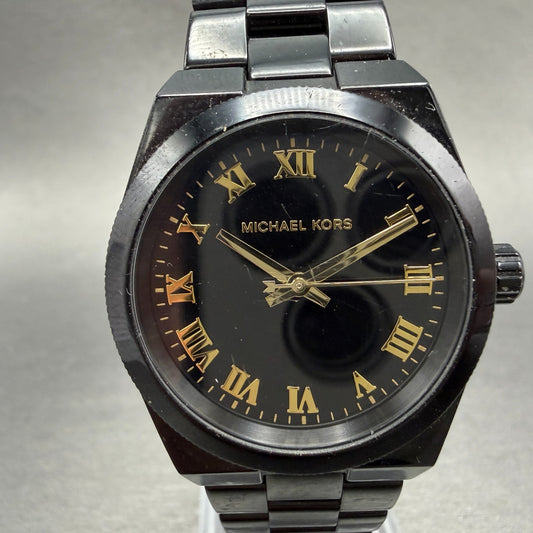 Michael Kors Watch Women 33mm Black Dial Black Tone Round MK-6100 New Battery0