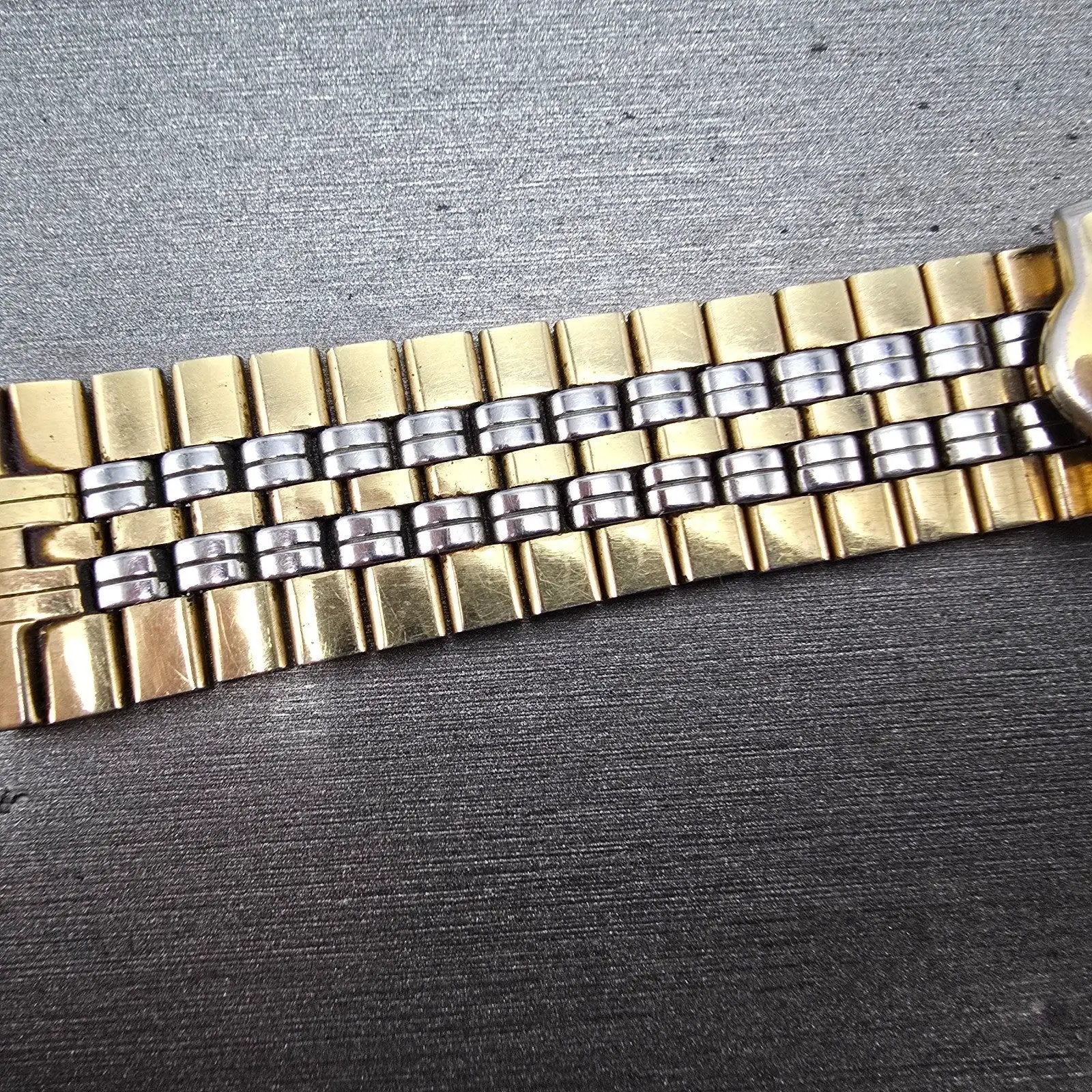 Seiko SQ Bracelet 19mm Stainless Steel Two Tone Tri Folding Clasp READ!!!! Z-0674