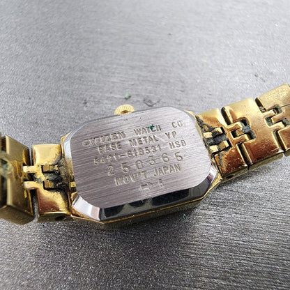 Citizen CQ Tank Watch Women 13mm Champagne Dial Gold Tone Octagon New Battery9