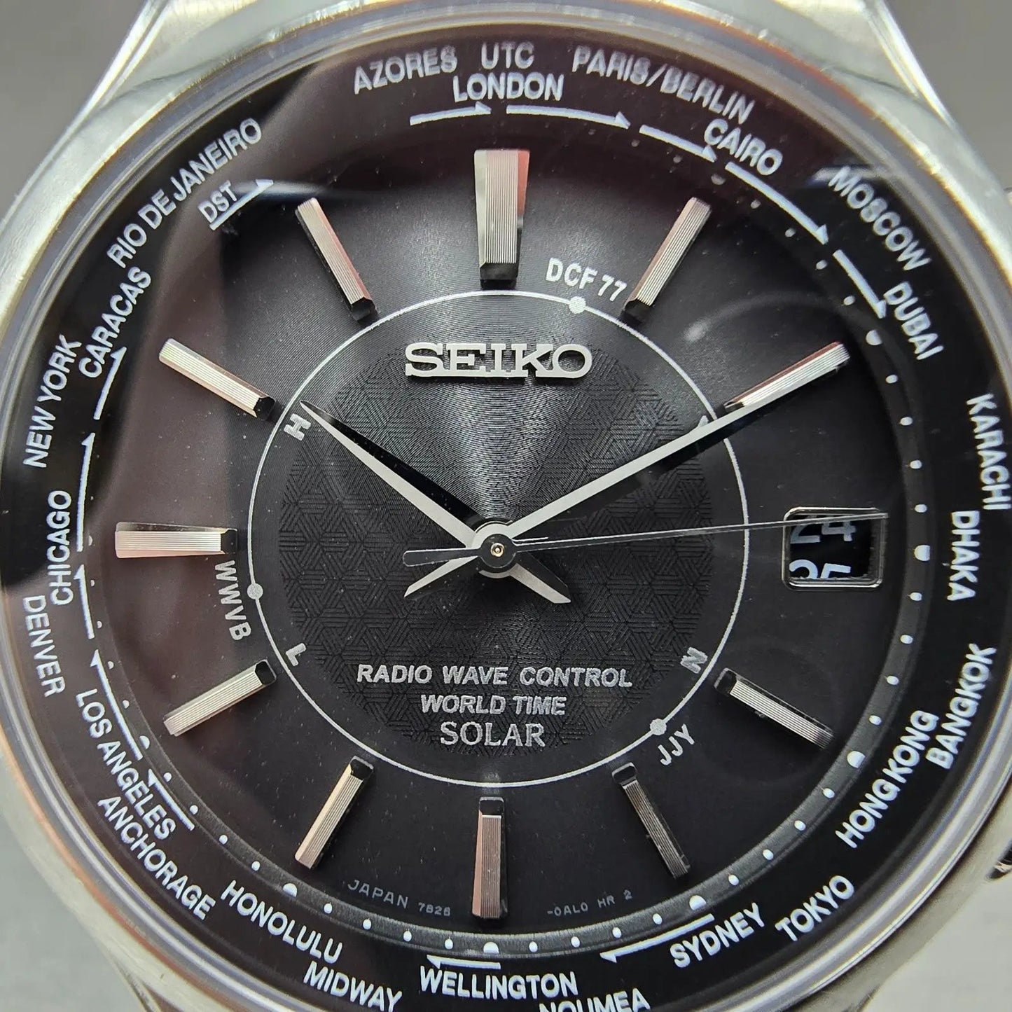 Seiko World Time Solar Watch Men 39mm Black Dial SteelAtomic 7B25-0AG0 READ!!!!!2