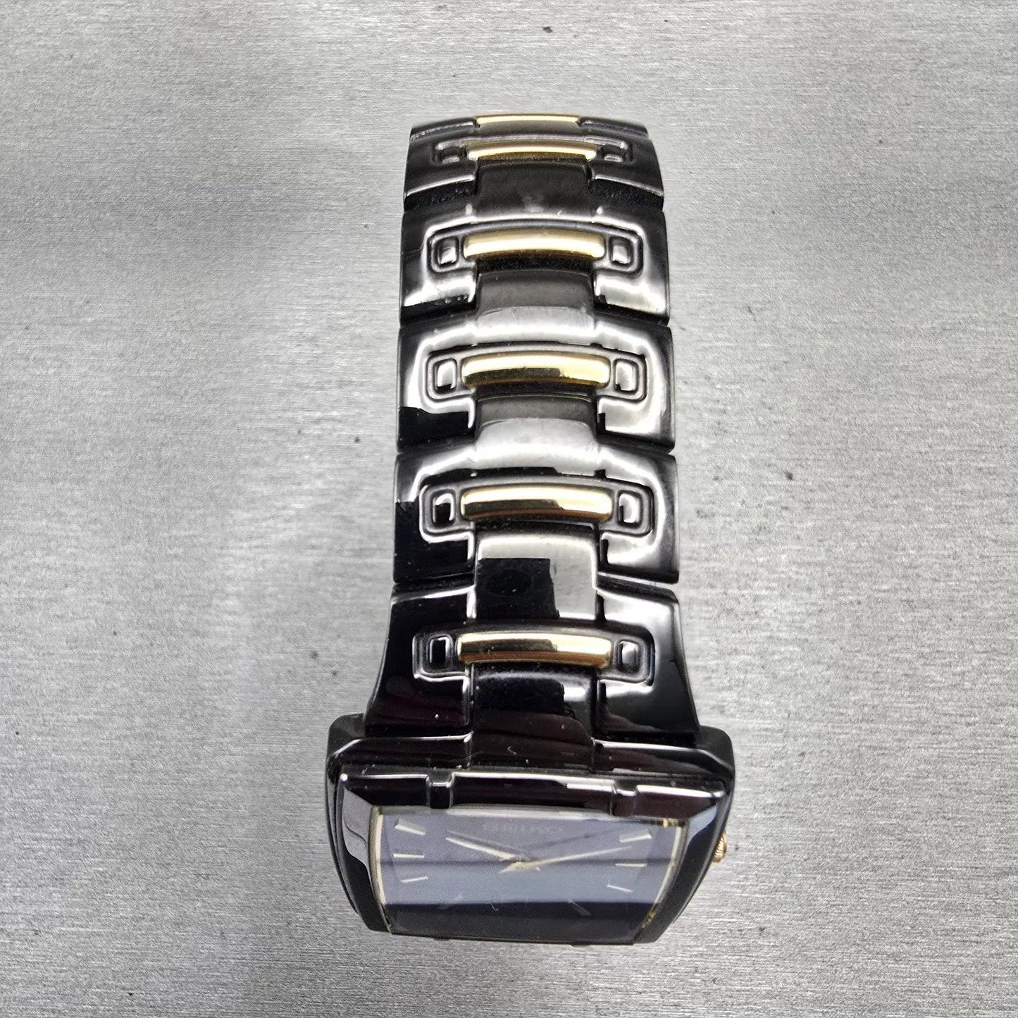 Seiko Tank Watch Men 30mm Black Dial Black Tone Date Rectangle 7N39-0AT0 NewBatt4