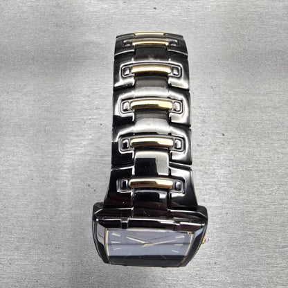 Seiko Tank Watch Men 30mm Black Dial Black Tone Date Rectangle 7N39-0AT0 NewBatt4
