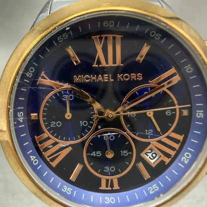Michael kors Bradshaw Chrono Watch Women 40mm Blue Dial Two Tone MK-6389 New Bat1