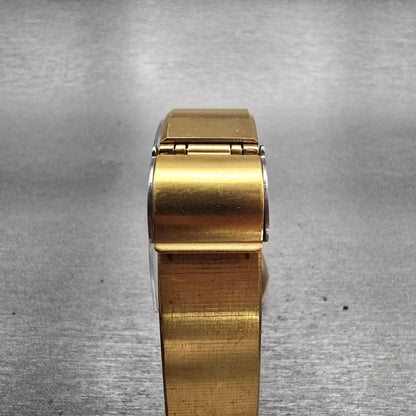 Seiko Watch Men 32mm Champagne Dial Gold Tone Round 7430-6009 New Battery VTG7