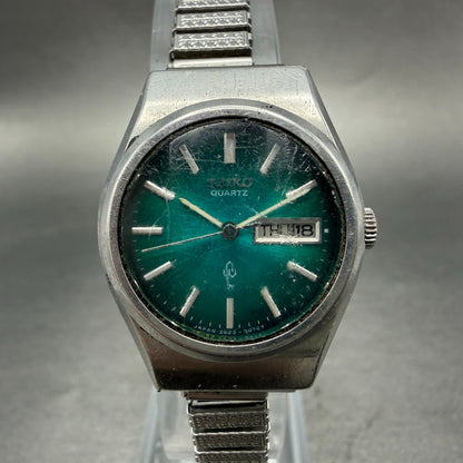 Seiko Watch Women 25mm Green Dial Silver Tone Daydate 2623-0070 New Battery0