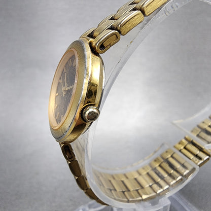 Seiko Watch Women 22mm Black Dial Gold Tone Round 1N010B10 New Battery VTG2