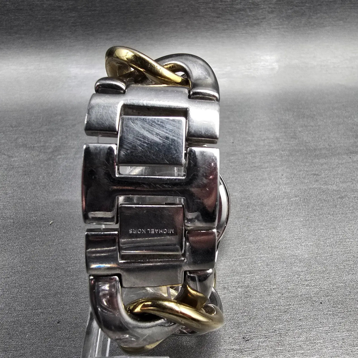 Michael Kors Runway Chronograph Watch Women 38mm Two Tone Twist Chain New Batt7