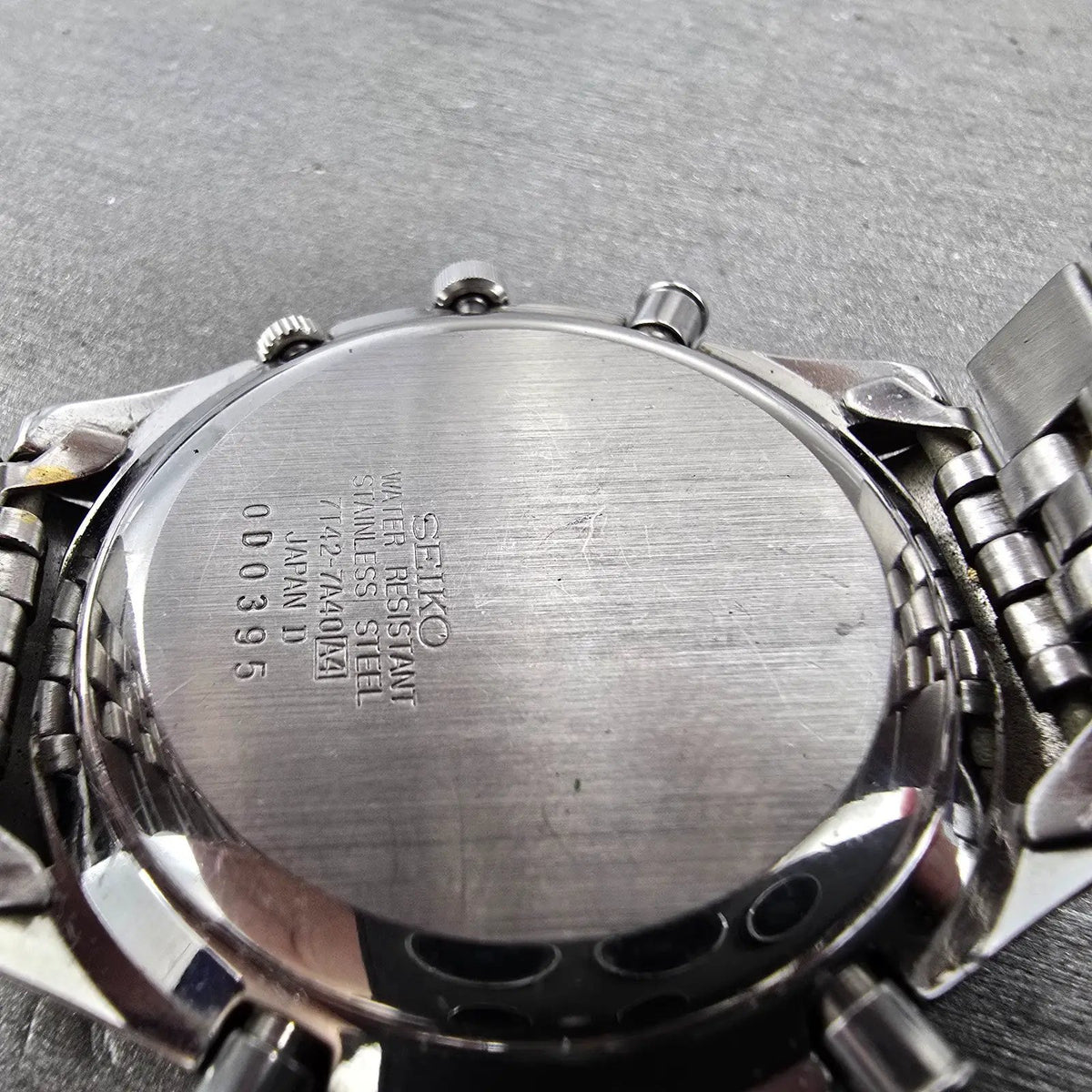 Seiko Chronograph Watch Men 40mm White Dial Two Tone Alarm Date 7T42-7A40 PARTS9