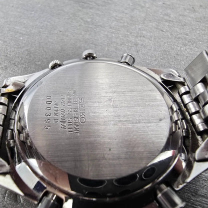 Seiko Chronograph Watch Men 40mm White Dial Two Tone Alarm Date 7T42-7A40 PARTS9