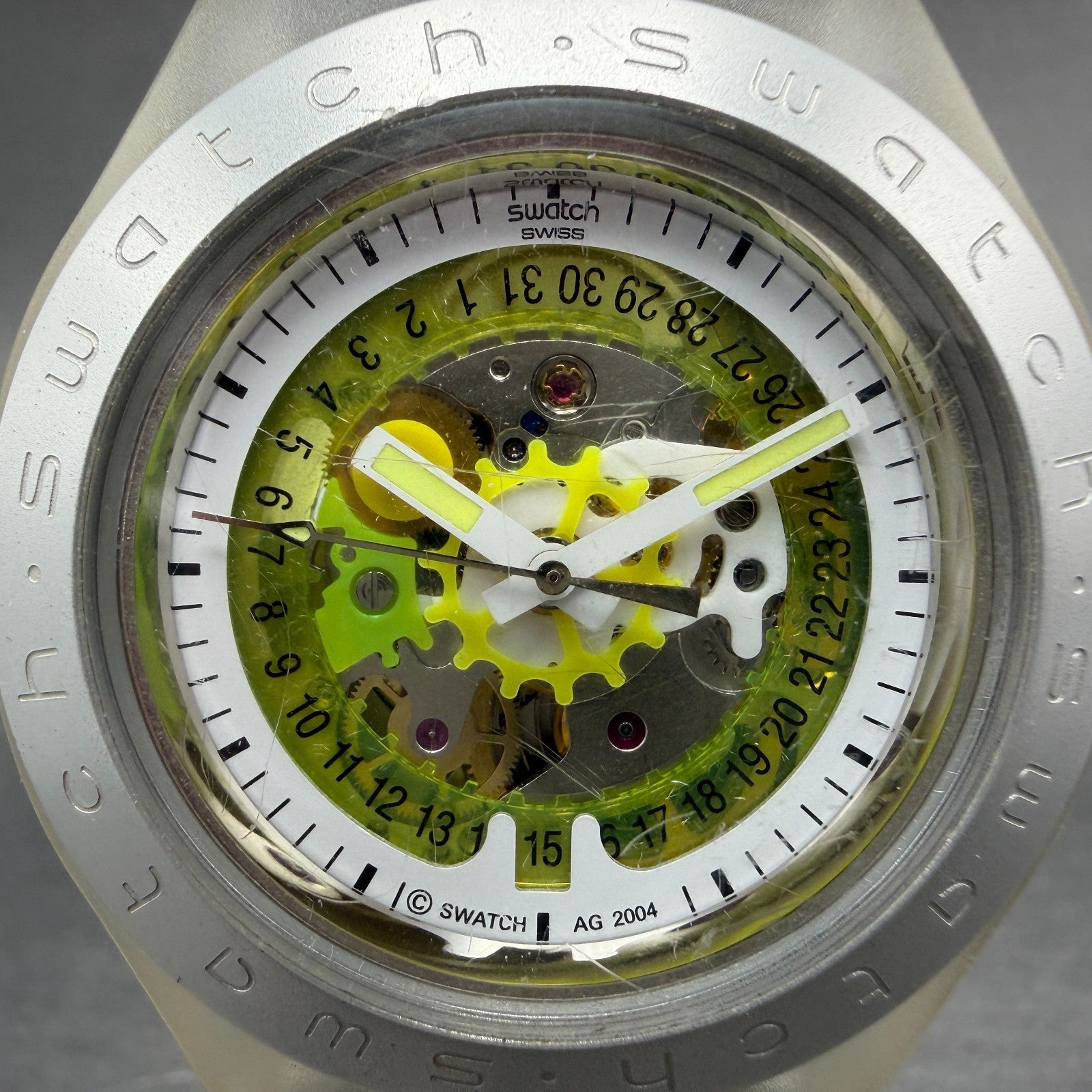 Swatch  Irony Diaphane Automatic Citrime Watch Men 42mm Skeleton Dial Clear Runs2