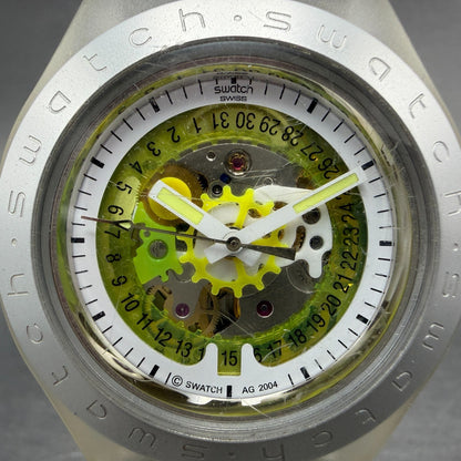 Swatch  Irony Diaphane Automatic Citrime Watch Men 42mm Skeleton Dial Clear Runs2