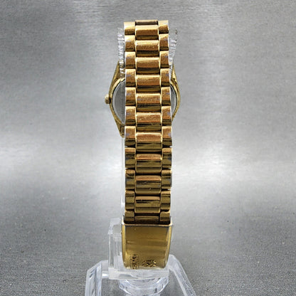Seiko SQ Watch Women 25mm Gold Dial Gold Tone Daydate Round 2A230039 NewBat VTG7