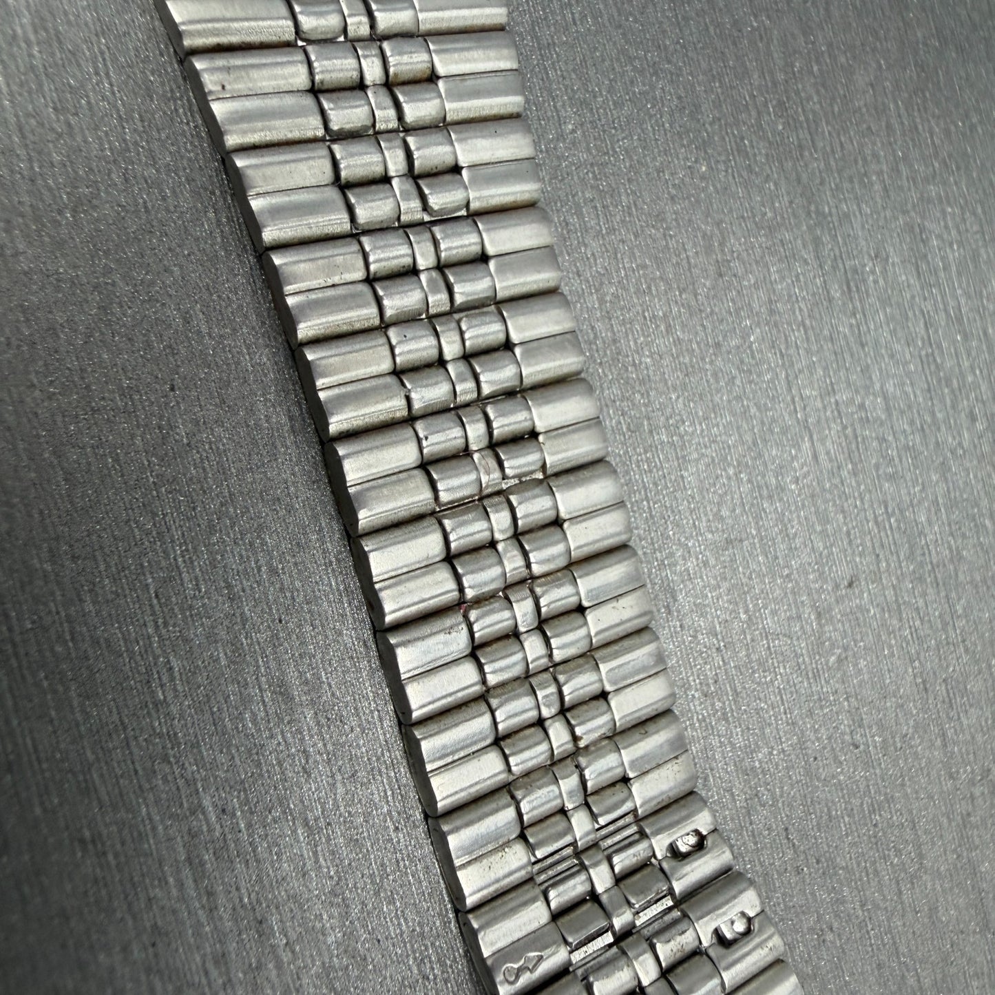 Seiko SQ Bracelet 20mm Stainless Steel Silver Tone Tri Folding Clasp VTG Japan13
