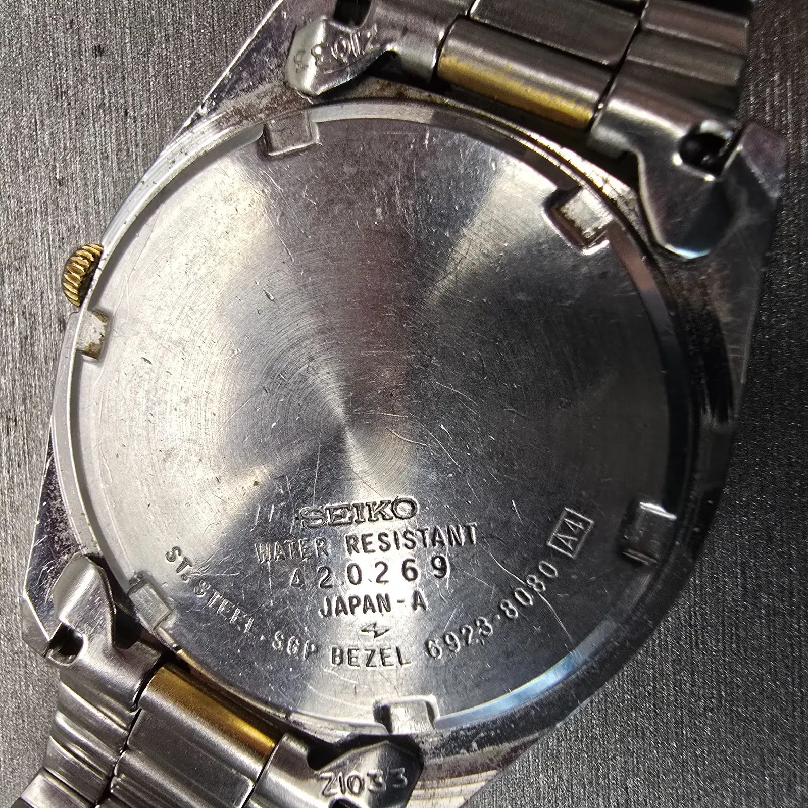 Seiko President Watch Men 36mm Gold Dial Two Tone Daydate 6923-8080 New Battery10