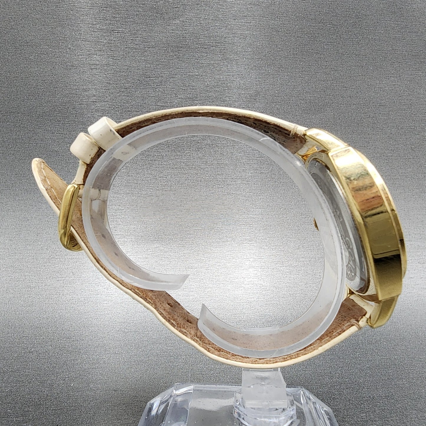 Coach Boyfriend Watch Women Champagne Dial Gold Tone Round Leather New Battery8