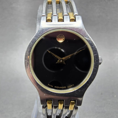 Movado Esperanza Watch Women 23mm Black Dial Two Tone Round 84-25-811.4 New Batt0