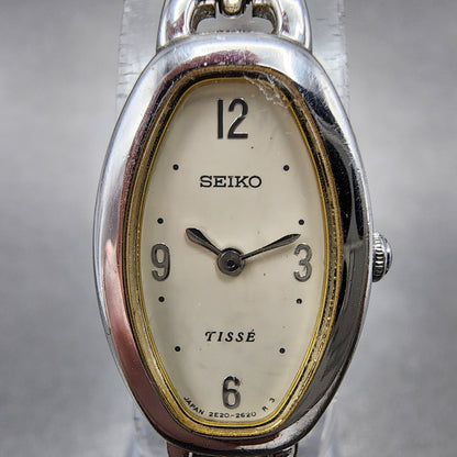 Seiko Tisse Watch Women 15mm White Dial Silver Tone Oval 2e207110 New Battery1