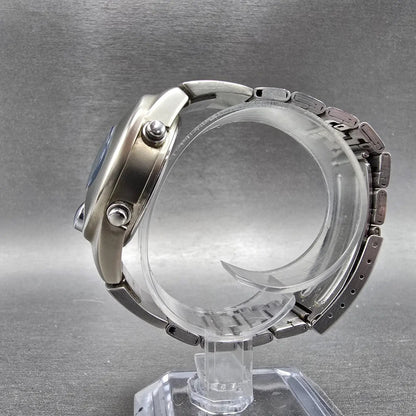 Seiko ALBA Spoon Watch Men 36mm Silver Blue Alarm Chronograph Digital PARTS7