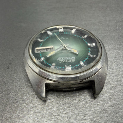 Seiko 5Actus Watch Men 37mm Green Dial Silver Tone Daydate 7019-7210 PARTS5