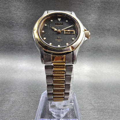 Seiko SQ Sports 150 Watch Women 27mm Gray Dial Daydate 3Y03-0A69 New Battery JP5