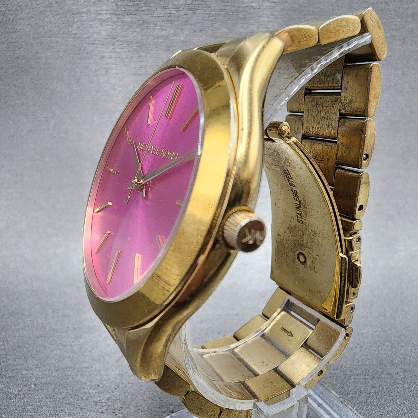 Michael Kors Watch Women 42mm Pink Dial Rose Gold Tone Round MK3264 New Battery3