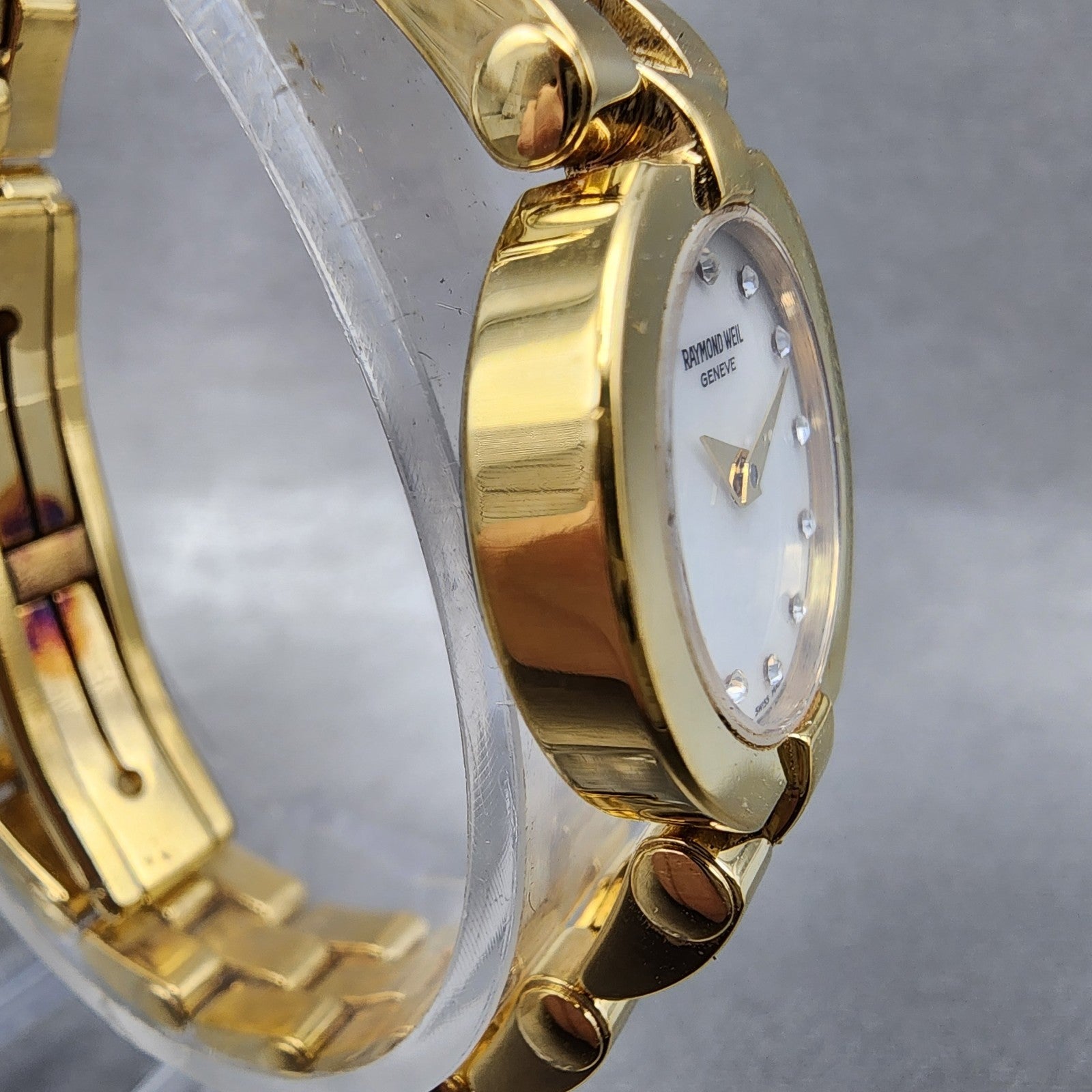 Raymond Weil Watch Women 21mm White Dial Gold Plated 5817 New Battery W/Box3