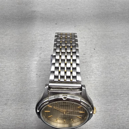 Seiko Watch Men 36mm Champagne Dial Silver Tone Round 7N01-0AL0 New Battery VTG4