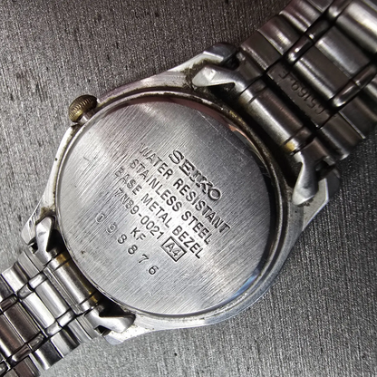 Seiko Watch Women 25mm Silver Dial Two Tone Date Round 7N89-0021 New Battery VTG10